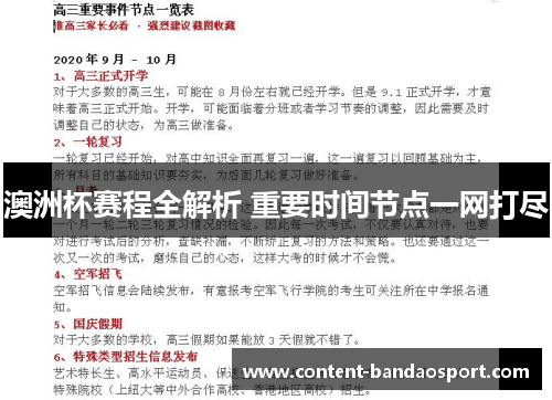 澳洲杯赛程全解析 重要时间节点一网打尽